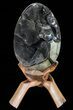 Septarian Dragon Egg Geode - Black Crystals #72057-1